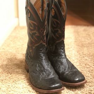 Boulet Ostrich Boots. Square toe.